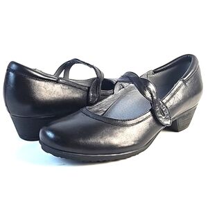 Abeo B.I.O.System Marisol Black Leather  Block Heel Comfort Mary Jane Pu…